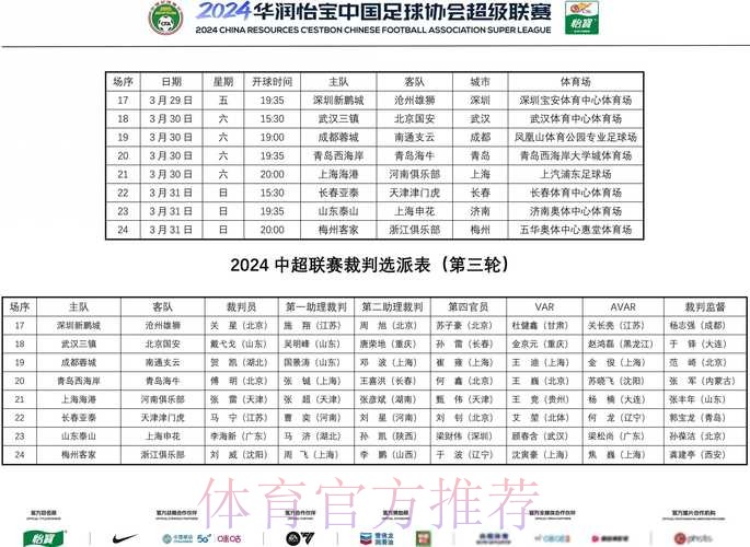 中国足协聘请外籍裁判执法中超收官阶段关键场次
